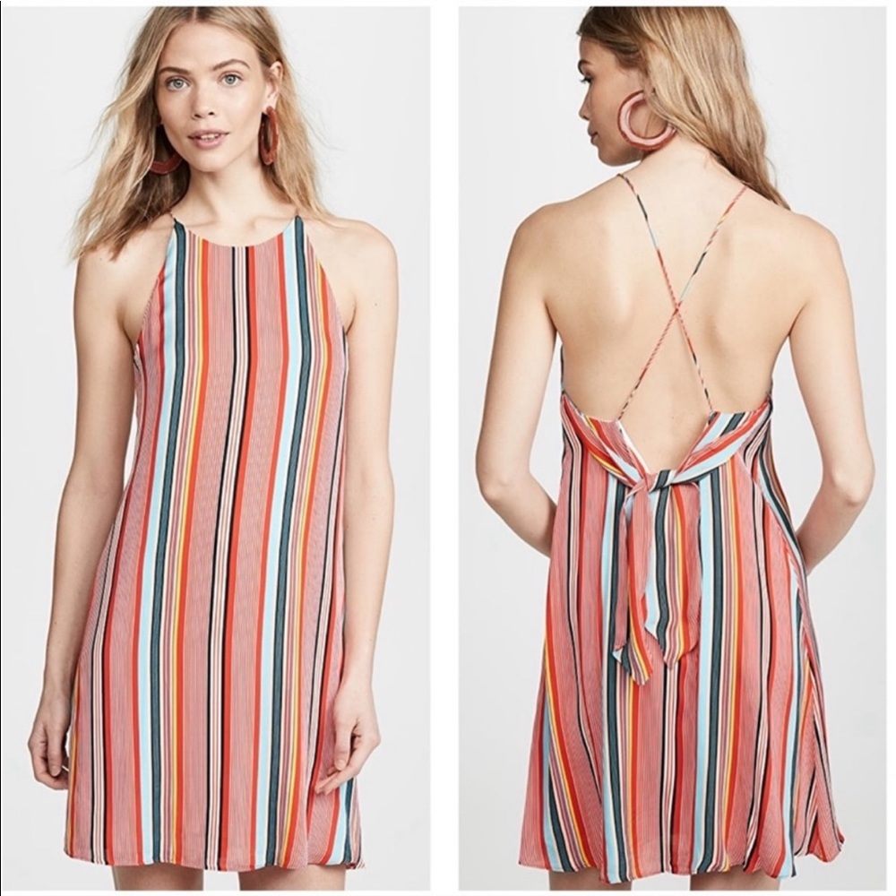 Alice + Olivia Colorful Striped Halter Mini Dress